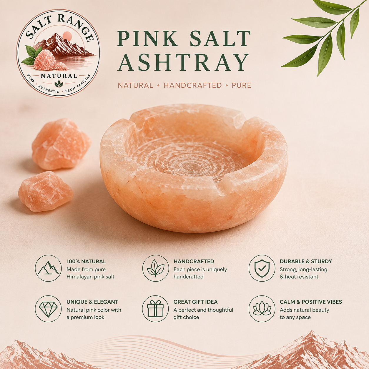 Himalayan Pink Salt Ashtray – Natural & Handcrafted