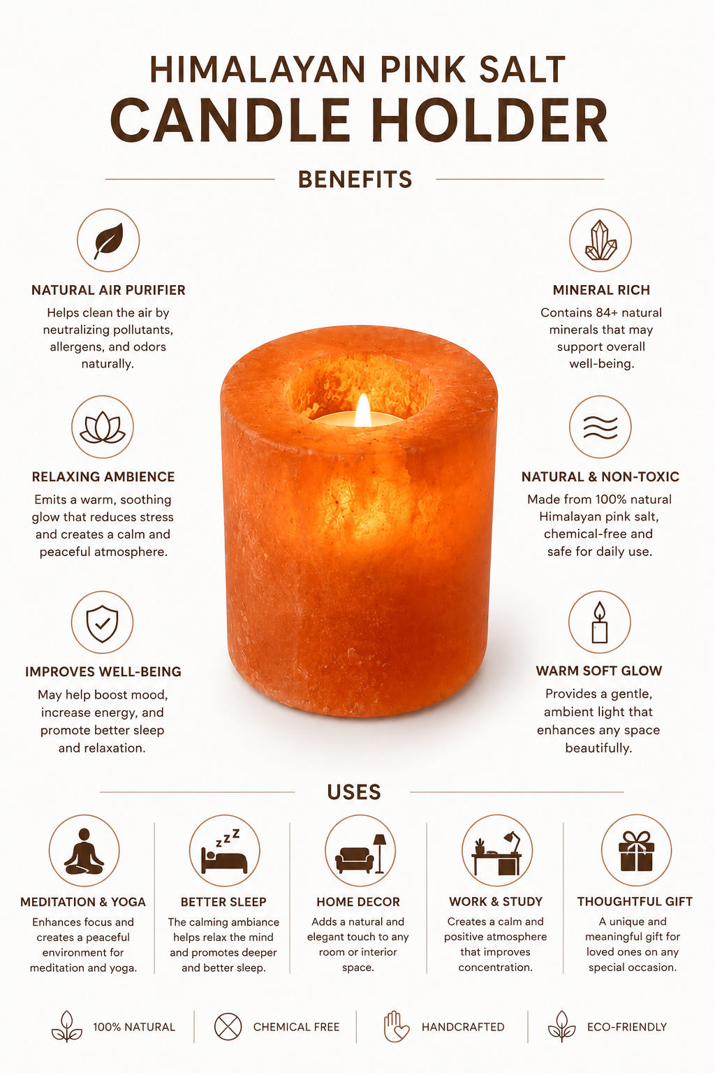 Himalayan Pink Salt 1-Candle Holder
