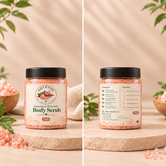 Himalayan Pink Salt Body Scrub | Natural Exfoliating & Nourishing Scrub – 500 g/200g