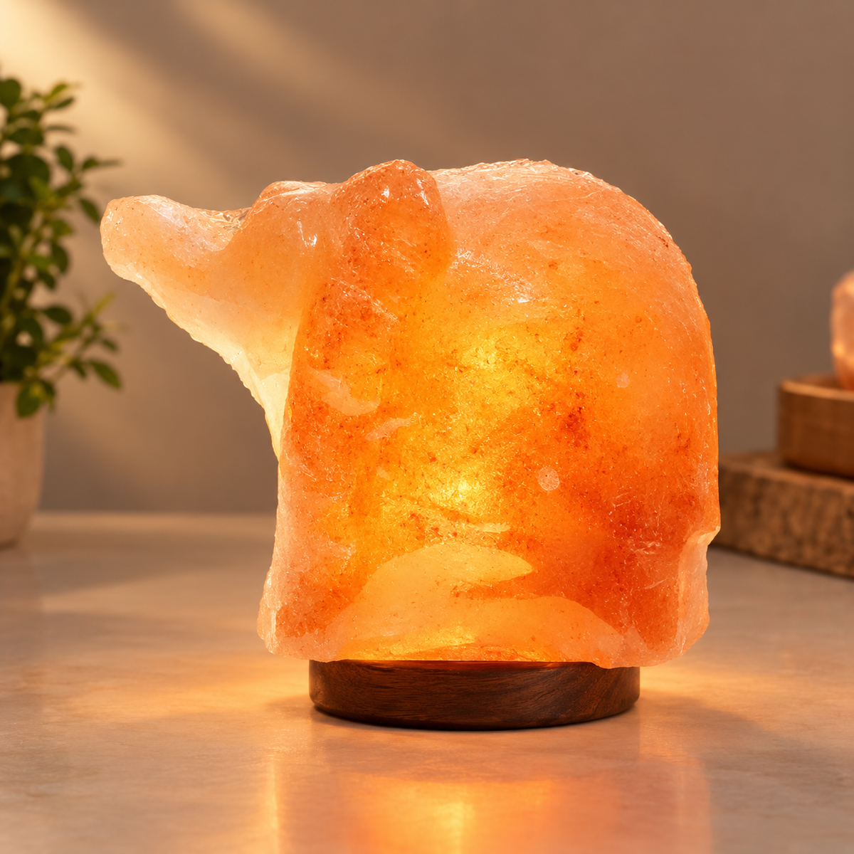 Handcrafted Himalayan Pink Salt Elephant Lamp | Natural Crystal Design