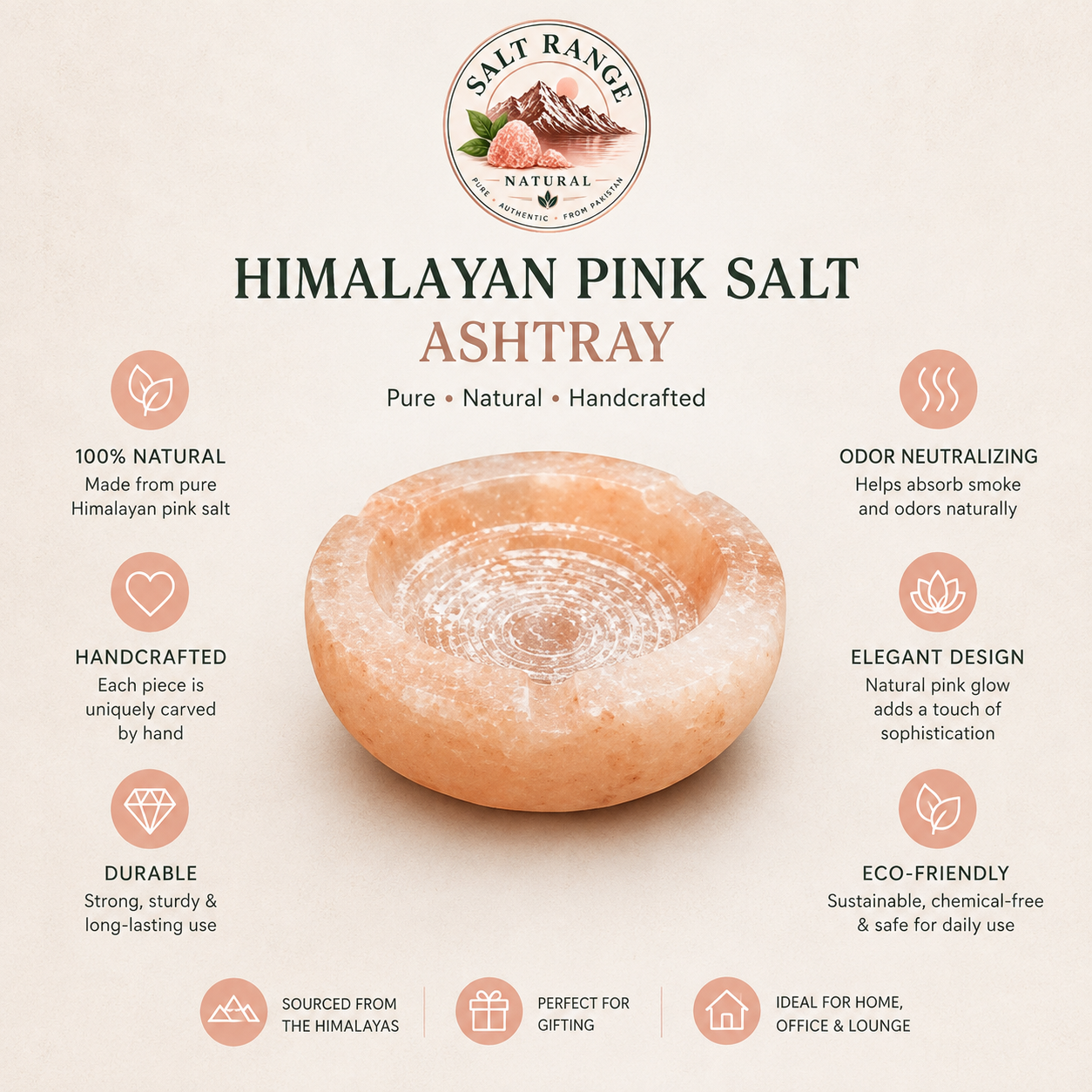 Himalayan Pink Salt Ashtray – Natural & Handcrafted