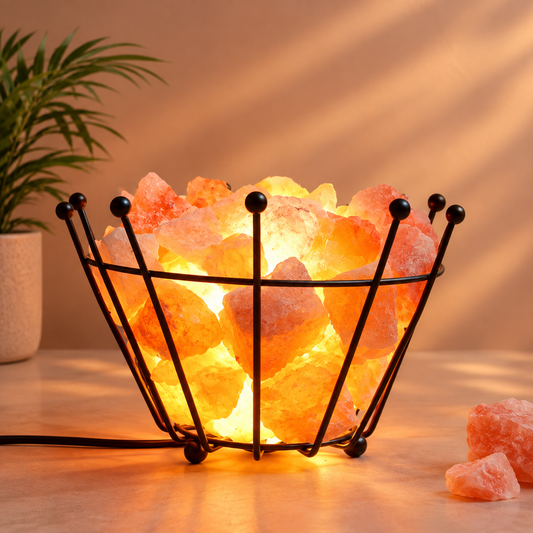 Himalayan Pink Salt Basket Lamp