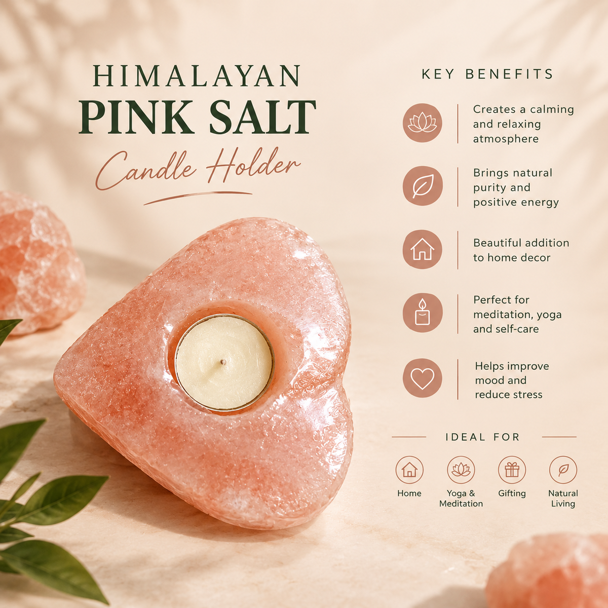 Himalayan Pink Salt Heart Candle Holder