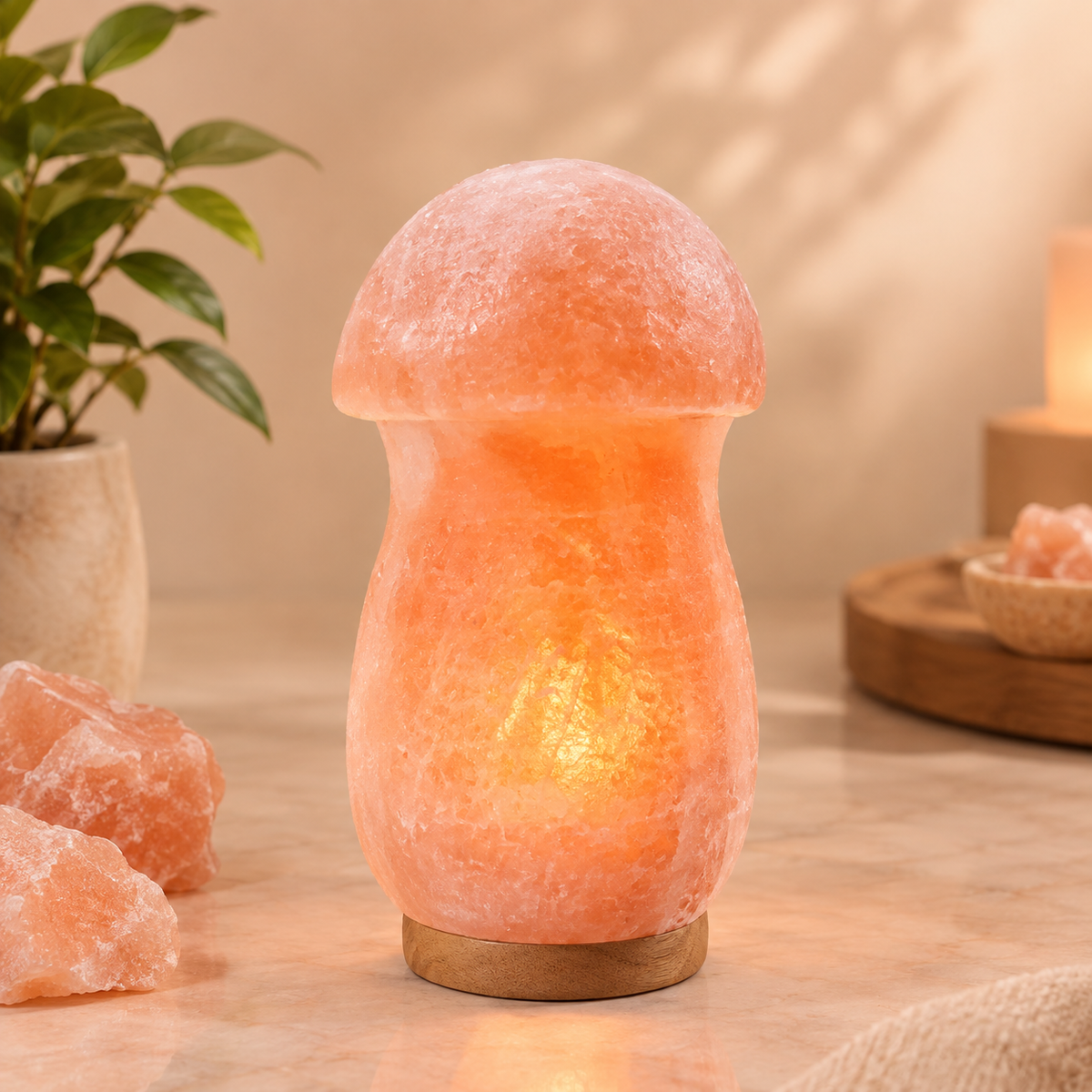 Himalayan Pink Salt Lamp – Mushroom Style | Natural Crystal Design