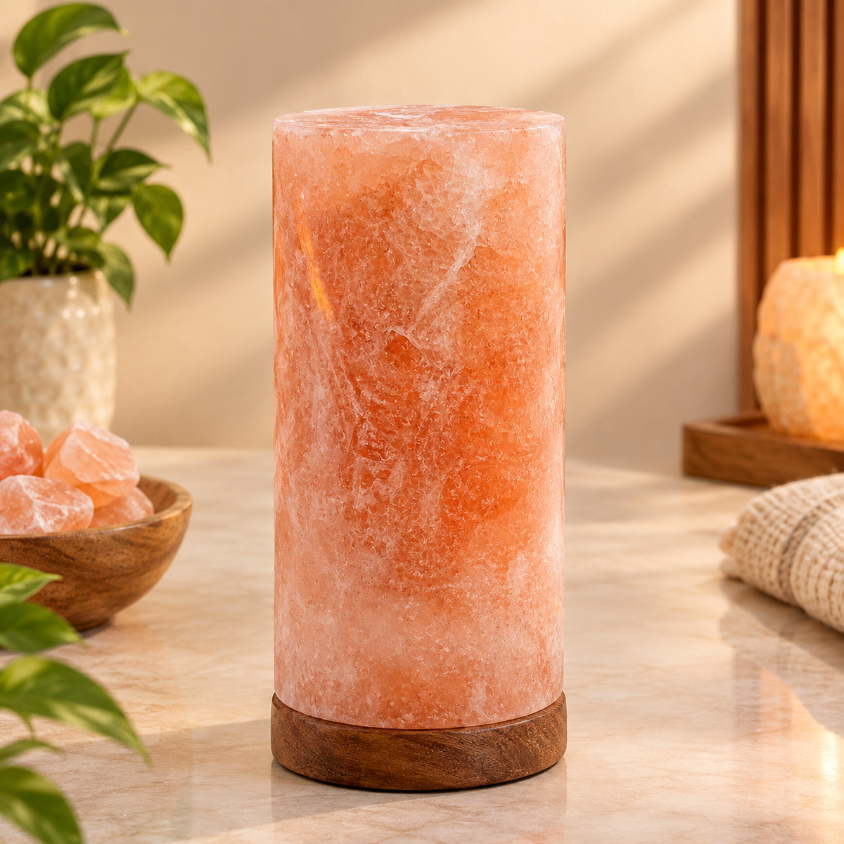 Himalayan Pink Salt Lamp – Cylinder Style | Natural Crystal Design