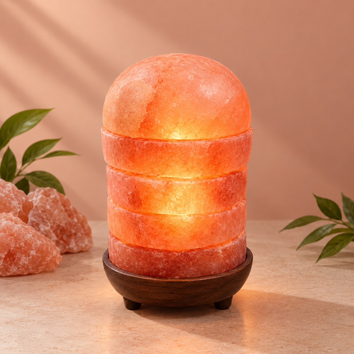 Himalayan Pink Salt Lamp – Layered Glow | Stacked Crystal Design