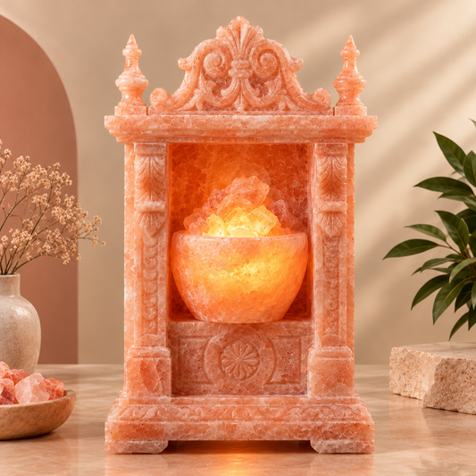 Victorian Carved Himalayan Salt Shrine Style Lamp 24"