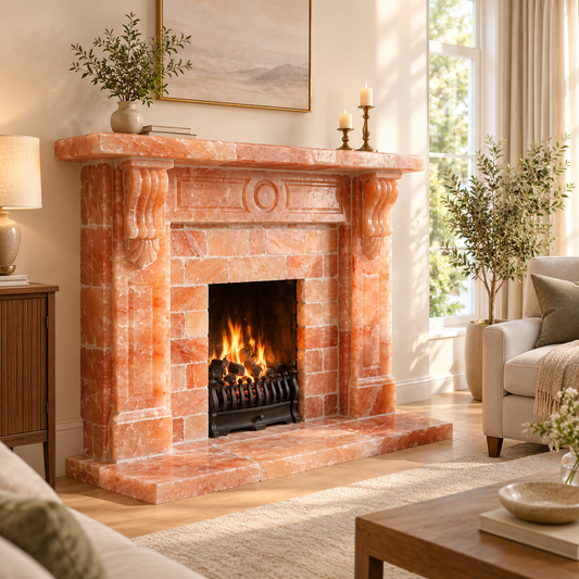 Victorian Style Fireplace Made with Himalayan Pink Salt-Made on Order 4 ft height